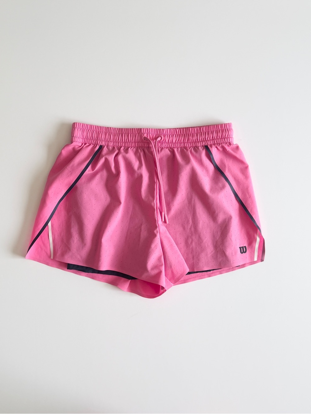 Wilson SMALL pink & navy midrise 2 in 1 lined tennis shorts
